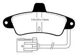 Pastiglie Freni Sportive EBC Verdi Posteriore FORD Cougar 2.0 Cv  dal 1998 al 2002 Pinza Bendix Diametro disco 253mm