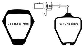 Pastiglie Freni EBC Rosse Anteriore AUDI A6 quattro Avant C5/4B 2.7 Twin Turbo Cv  dal 1997 al 1999 Pinza Girling/TRW Diametro disco 321mm