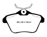 Pastiglie Freni EBC Rosse Posteriore ALFA ROMEO 166 2.0 Turbo Cv  dal 1998 al 2003 Pinza Girling/TRW Diametro disco 276mm