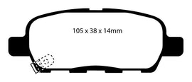 Pastiglie Freni EBC Rosse Posteriore NISSAN 350Z 3.5 Cv  dal 2003 al 2009 Pinza Akebono Diametro disco 292mm
