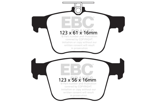 Pastiglie Freni EBC Rosse Posteriore AUDI S3 8V 2.0 Turbo Cv 280 dal 2013 al 2016 Pinza ATE Diametro disco 310mm