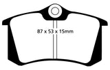 Pastiglie Freni EBC Rosse Posteriore VOLKSWAGEN Beetle 3.2 Cv 225 dal 2000 al 2003 Pinza Girling/TRW Diametro disco 256mm