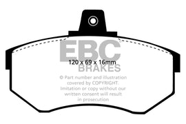 Pastiglie Freni EBC Ultimax Anteriore AUDI 100 1.9 Cv  dal 1981 al 1982 Pinza Girling/TRW Diametro disco 256mm