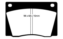 Carica l&#39;immagine nel visualizzatore di Gallery, Pastiglie Freni Sportive EBC Gialle Anteriore ALFA ROMEO 2600 2.6 Cv  dal 1962 al 1964 Pinza Girling/TRW Diametro disco 314mm