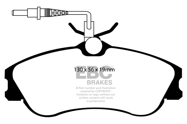 Pastiglie Freni Sportive EBC Gialle Anteriore PEUGEOT 306 1.4 Cv  dal 1997 al 2002 Pinza Girling/TRW Diametro disco 247mm