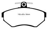 Pastiglie Freni Sportive EBC Gialle Anteriore AUDI A4 B5 1.6 Cv  dal 1997 al 2000 Pinza Girling/TRW Diametro disco 280mm