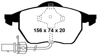 Pastiglie Freni Sportive EBC Gialle Anteriore VOLKSWAGEN Passat (B5) 1.8 Cv  dal 2000 al 2001 Pinza ATE Diametro disco 288mm