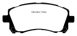 Pastiglie Freni Sportive EBC Gialle Anteriore SUBARU Forester 2.0 Cv  dal 1997 al 2002 Pinza  Diametro disco 277mm