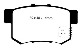 Pastiglie Freni Sportive EBC Gialle Posteriore HONDA Accord Aerodeck CB8 2.2 Cv  dal 1991 al 1994 Pinza Akebono Diametro disco 260mm