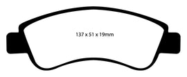 Pastiglie Freni Sportive EBC Gialle Anteriore CITROEN Berlingo Multispace 1.4 Cv  dal 2001 al 2008 Pinza Bosch Diametro disco 266mm