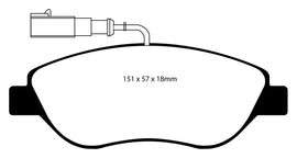 Pastiglie Freni Sportive EBC Gialle Anteriore FIAT Bravo 1.4 Turbo Cv 150 dal 2007 al 2010 Pinza Bosch Diametro disco 281mm