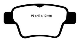 Pastiglie Freni Sportive EBC Gialle Posteriore PEUGEOT 207 1.6 Cv  dal 2006 al 2012 Pinza Bosch Diametro disco 249mm