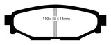 Pastiglie Freni Sportive EBC Gialle Posteriore TOYOTA GT86 2 Cv 200 dal 2012 al 2021 Pinza Akebono Diametro disco 286mm
