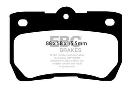 Pastiglie Freni Sportive EBC Gialle Posteriore LEXUS GS300 3.0 Cv  dal 2005 al 2012 Pinza  Diametro disco 310mm