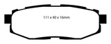 Pastiglie Freni Sportive EBC Gialle Posteriore TOYOTA GT86 2 Cv 200 dal 2012 al 2021 Pinza  Diametro disco 290mm