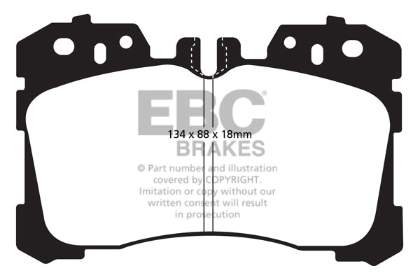 Pastiglie Freni Sportive EBC Gialle Anteriore LEXUS LS460 (XF40) 4.6 Cv  dal 2006 al 2018 Pinza Advics Diametro disco 358mm