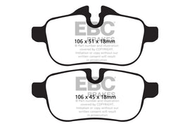 Pastiglie Freni Sportive EBC Gialle Posteriore BMW Z4 E89 2.0 Turbo (18) Cv 156 dal 2013 al 2016 Pinza TRW Diametro disco 300mm