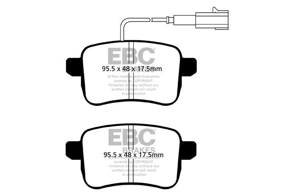 Pastiglie Freni Sportive EBC Gialle Posteriore ALFA ROMEO Giulietta (940) 1.4 Turbo Cv 105 dal 2011 al 2020 Pinza  Diametro disco 264mm