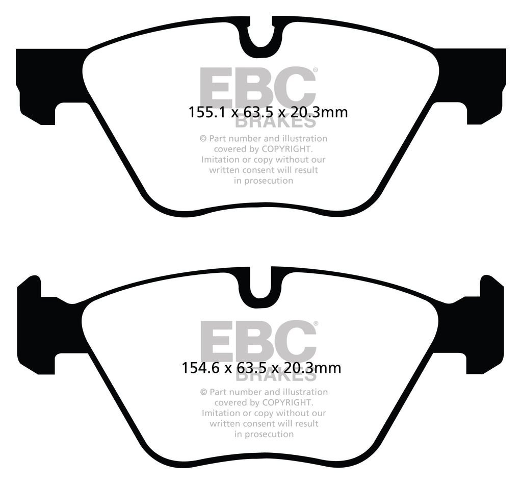 Pastiglie Freni Sportive EBC Gialle Anteriore BMW Serie 5 (F10) 518 2.0 TD Cv  dal 2013 al 2017 Pinza ATE Diametro disco 330mm