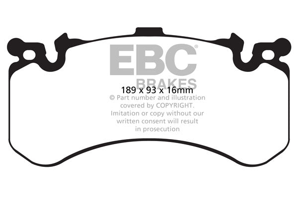 Pastiglie Freni Sportive EBC Gialle Anteriore AUDI A8 quattro D4/4H 6.3 W12 Cv 500 dal 2010 al 2017 Pinza Brembo Diametro disco 400mm