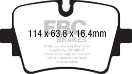 Pastiglie Freni Sportive EBC Gialle Posteriore JAGUAR F-Type 5.0 Supercharged Cv 490 dal 2013 al 2015 Pinza  Diametro disco 376mm