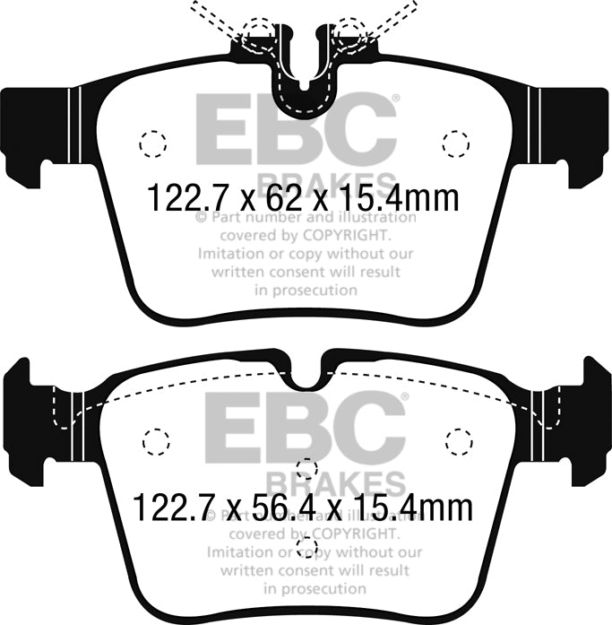 Pastiglie Freni Sportive EBC Gialle Posteriore MERCEDES-BENZ Classe C (W205) C160  Cv 129 dal 2014 al 2021 Pinza ATE Diametro disco 300mm