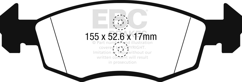 Pastiglie Freni Sportive EBC Gialle Anteriore OPEL Corsa (E) 1.0 Turbo Cv 90 dal 2014 al 2020 Pinza ATE Diametro disco 256mm