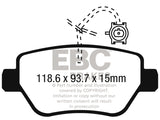 Pastiglie Freni Sportive EBC Gialle Posteriore MASERATI Ghibli (M157) 3.0 TD Cv 250 dal 2014 al 2016 Pinza  Diametro disco 320mm