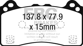 Pastiglie Freni Sportive EBC Gialle Anteriore FORD Focus (Mk3) 2.3 Turbo RS Cv 350 dal 2016 al 2018 Pinza Brembo Diametro disco 350mm