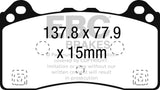 Pastiglie Freni Sportive EBC Gialle Anteriore FORD Focus (Mk3) 2.3 Turbo RS Cv 350 dal 2016 al 2018 Pinza Brembo Diametro disco 350mm