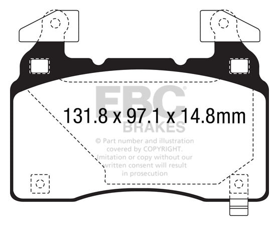 Pastiglie Freni Sportive EBC Gialle Anteriore TESLA Model S AWD Electric Cv  dal 2012 al 2017 Pinza Brembo Diametro disco 355mm