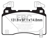 Pastiglie Freni Sportive EBC Gialle Anteriore TESLA Model S AWD Electric Cv  dal 2012 al 2017 Pinza Brembo Diametro disco 355mm