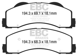 Pastiglie Freni Sportive EBC Gialle Anteriore FORD F-150  Cv  dal 2015 al 2017 Pinza  Diametro disco 350mm