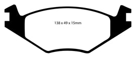 Pastiglie Freni Sportive EBC Gialle Anteriore VOLKSWAGEN Golf (Mk1) 1.5 Cv  dal 1981 al 1983 Pinza VW Diametro disco 239mm