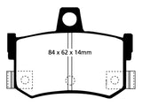 Pastiglie Freni Sportive EBC Gialle Posteriore MG F 1.6 Cv  dal 2000 al 2002 Pinza Girling/TRW Diametro disco 240mm