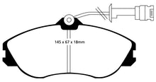 Carica l&#39;immagine nel visualizzatore di Gallery, Pastiglie Freni Sportive EBC Gialle Anteriore AUDI 100 2.2 CS Cv  dal 1986 al 1989 Pinza Girling/TRW Diametro disco 276mm