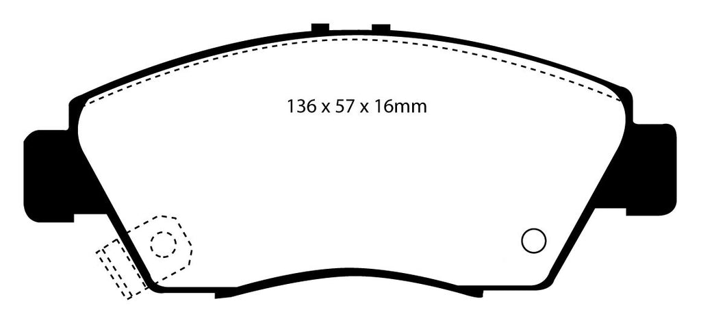 Pastiglie Freni Sportive EBC Gialle Anteriore HONDA Civic (5th Gen) EG5 1.6 ESi Cv  dal 1991 al 1996 Pinza Akebono Diametro disco 262mm