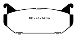 Pastiglie Freni Sportive EBC Gialle Posteriore FORD Probe 2.0 Cv  dal 1994 al 1998 Pinza  Diametro disco 261mm