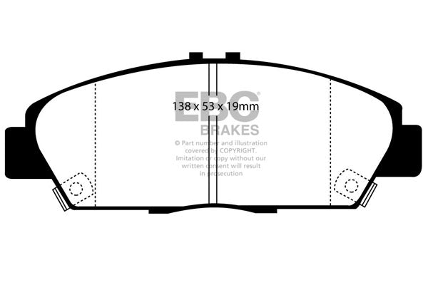 Pastiglie Freni Sportive EBC Gialle Anteriore HONDA Accord CC7 2 Cv  dal 1993 al 1996 Pinza Akebono Diametro disco 260mm