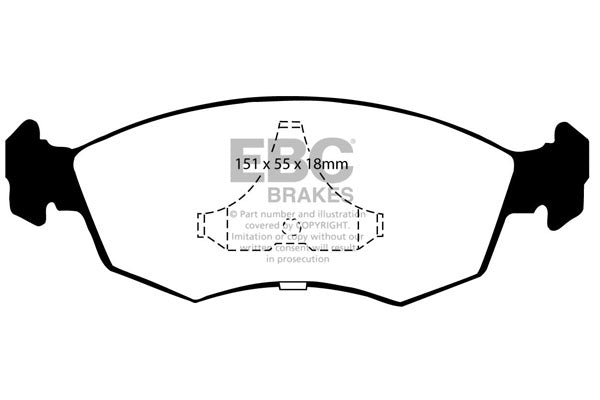 Pastiglie Freni EBC Ultimax Anteriore FORD Escort (Mk4) 1.6 RS Turbo Cv  dal 1986 al 1991 Pinza ATE Diametro disco 260mm