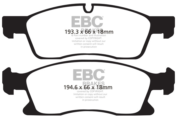 Pastiglie Freni EBC Extra-Duty Verdi Serie 6000 Anteriore JEEP Grand Cherokee 3.0 TD Cv  dal 2011 al 2016 Pinza ATE Diametro disco 350mm