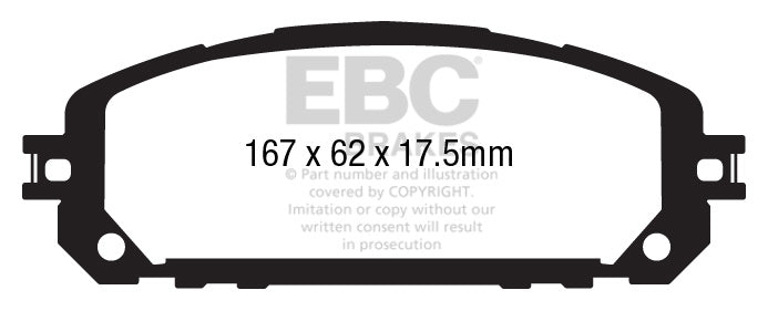 Pastiglie Freni EBC Extra-Duty Verdi Serie 6000 Anteriore JEEP Cherokee 2.0 TD Cv 140 dal 2014 al 2019 Pinza  Diametro disco 330mm