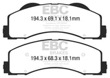 Pastiglie Freni EBC Extra-Duty Verdi Serie 6000 Anteriore FORD F-150  Cv  dal 2015 al 2017 Pinza  Diametro disco 350mm