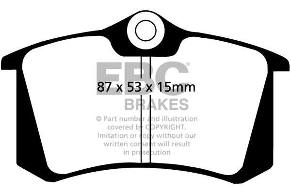 Pastiglie Freni EBC Ultimax Posteriore VOLKSWAGEN Beetle 1.4 Cv 75 dal 2001 al 2011 Pinza Girling/TRW Diametro disco 233mm