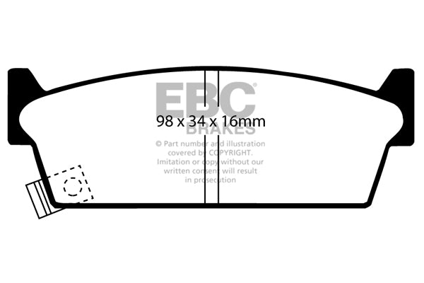 Pastiglie Freni EBC Ultimax Posteriore NISSAN 200SX S13 1.8 Turbo Cv  dal 1988 al 1991 Pinza  Diametro disco 266mm