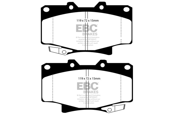 Pastiglie Freni EBC Extra-Duty Verdi Serie 6000 Anteriore TOYOTA 4 Runner KZN130 3.0 TD Cv  dal 1993 al 1997 Pinza  Diametro disco 291mm