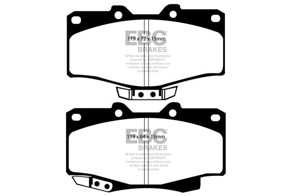 Pastiglie Freni EBC Ultimax Anteriore TOYOTA 4 Runner LN130 2.4 TD Cv  dal 1990 al 1991 Pinza  Diametro disco 289mm