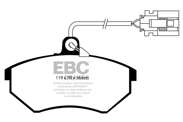 Pastiglie Freni EBC Ultimax Anteriore VOLKSWAGEN Golf (Mk3) 1.8 GT Cv  dal 1992 al 1997 Pinza Girling/TRW Diametro disco 256mm