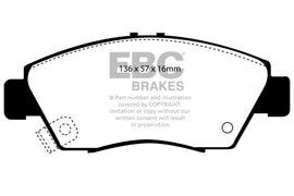 Pastiglie Freni EBC Ultimax Anteriore HONDA Civic (5th Gen) EG5 1.6 ESi Cv  dal 1991 al 1996 Pinza Akebono Diametro disco 262mm