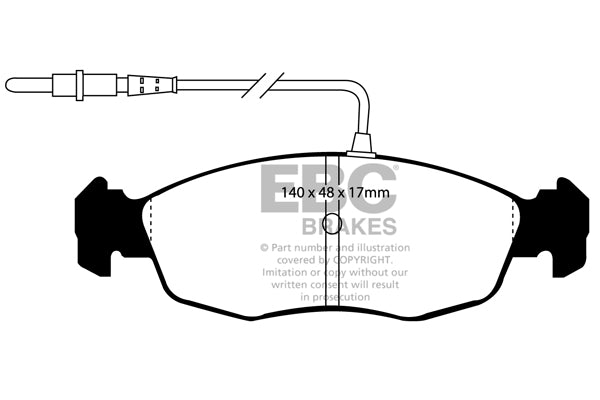 Pastiglie Freni EBC Ultimax Anteriore PEUGEOT 106 1.4 Cv  dal 1996 al 2003 Pinza ATE Diametro disco 247mm